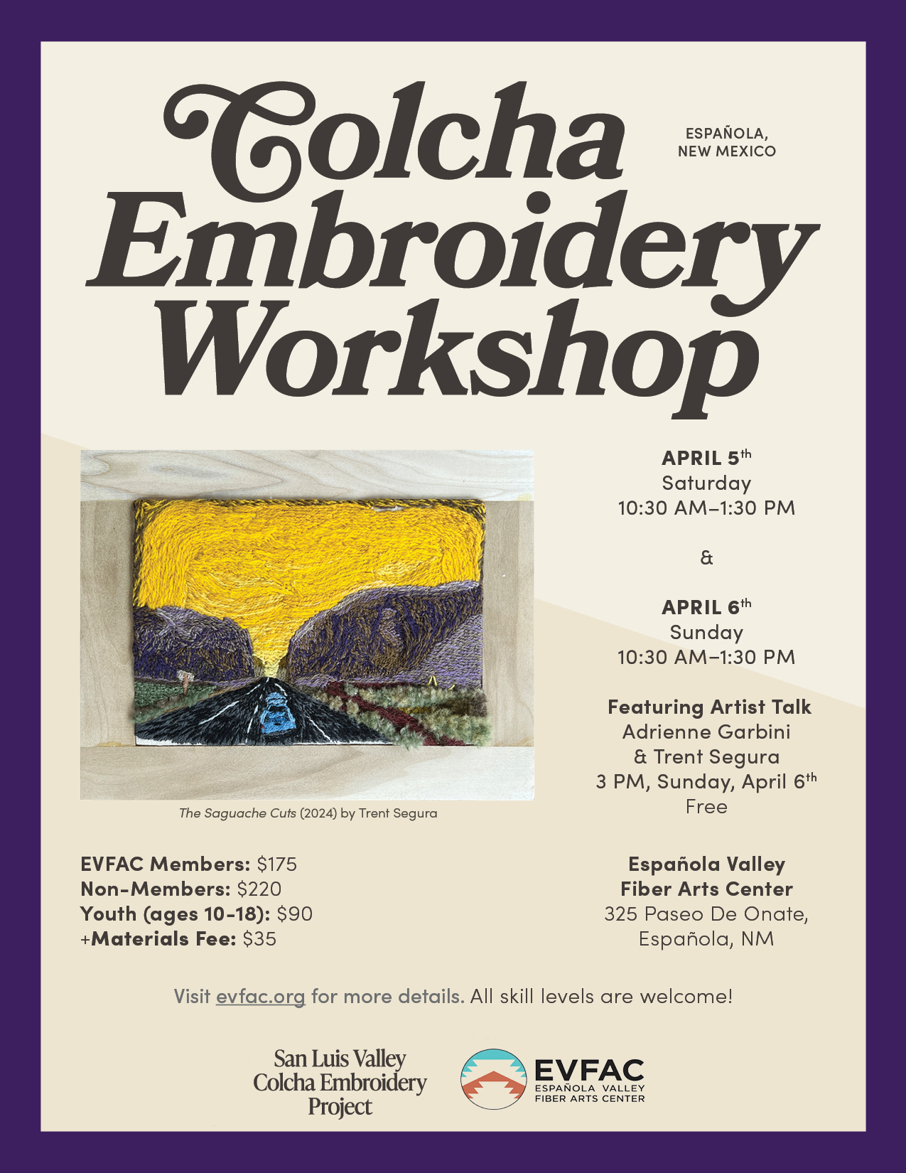 Adrienne Garbini and Trent Segura Workshop at Espanola Fiber Arts Center in 2025